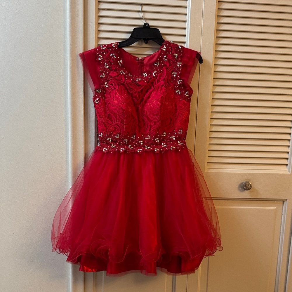 Chic Red Sequin Lace Prom Dress